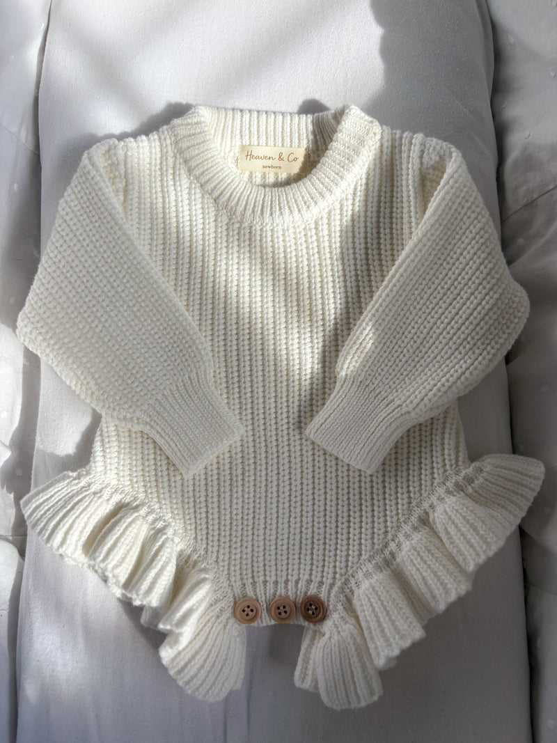 Classic Frill Baby Romper - Soft White