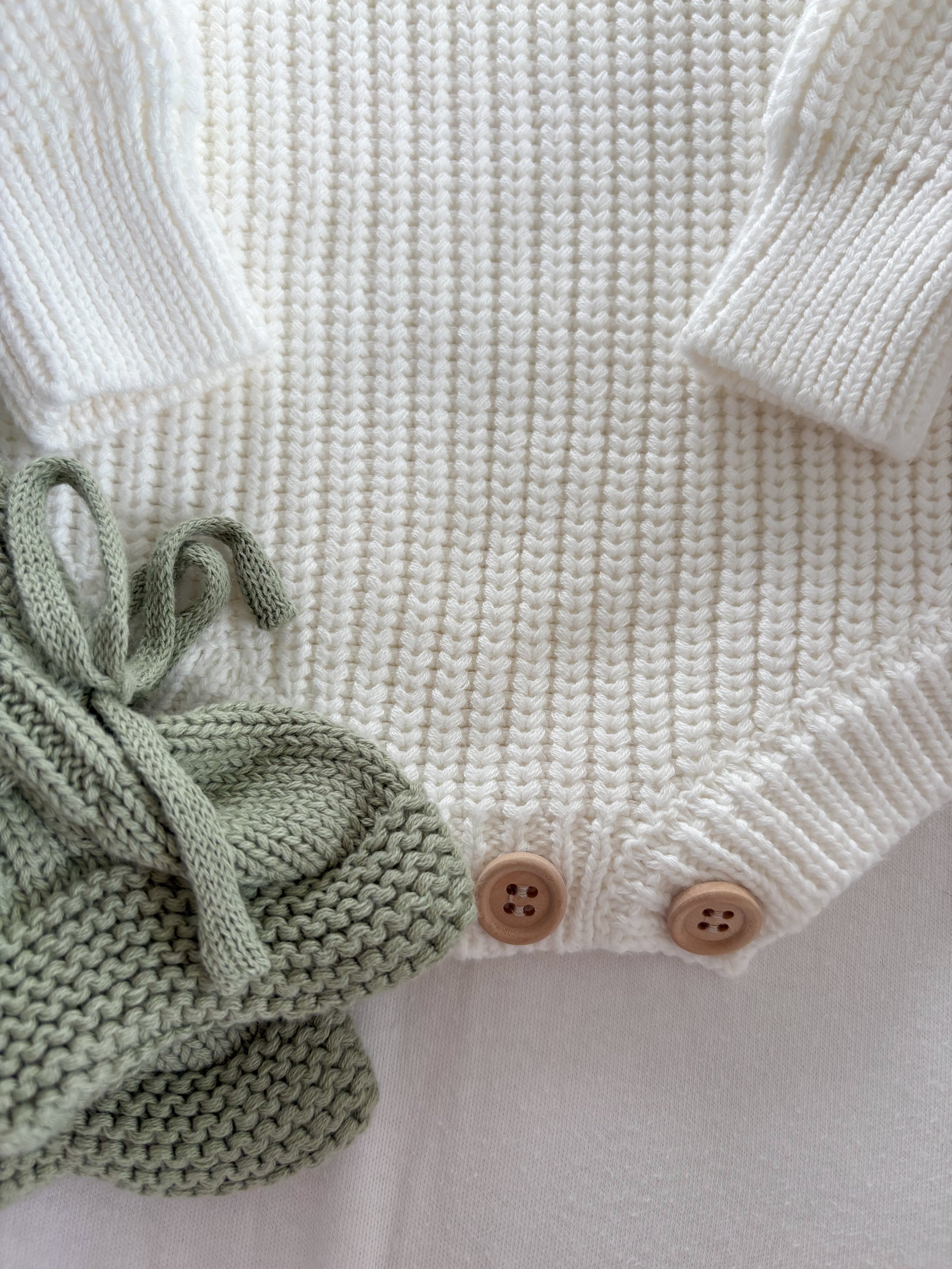 Knitted Baby Booties – Khaki Green
