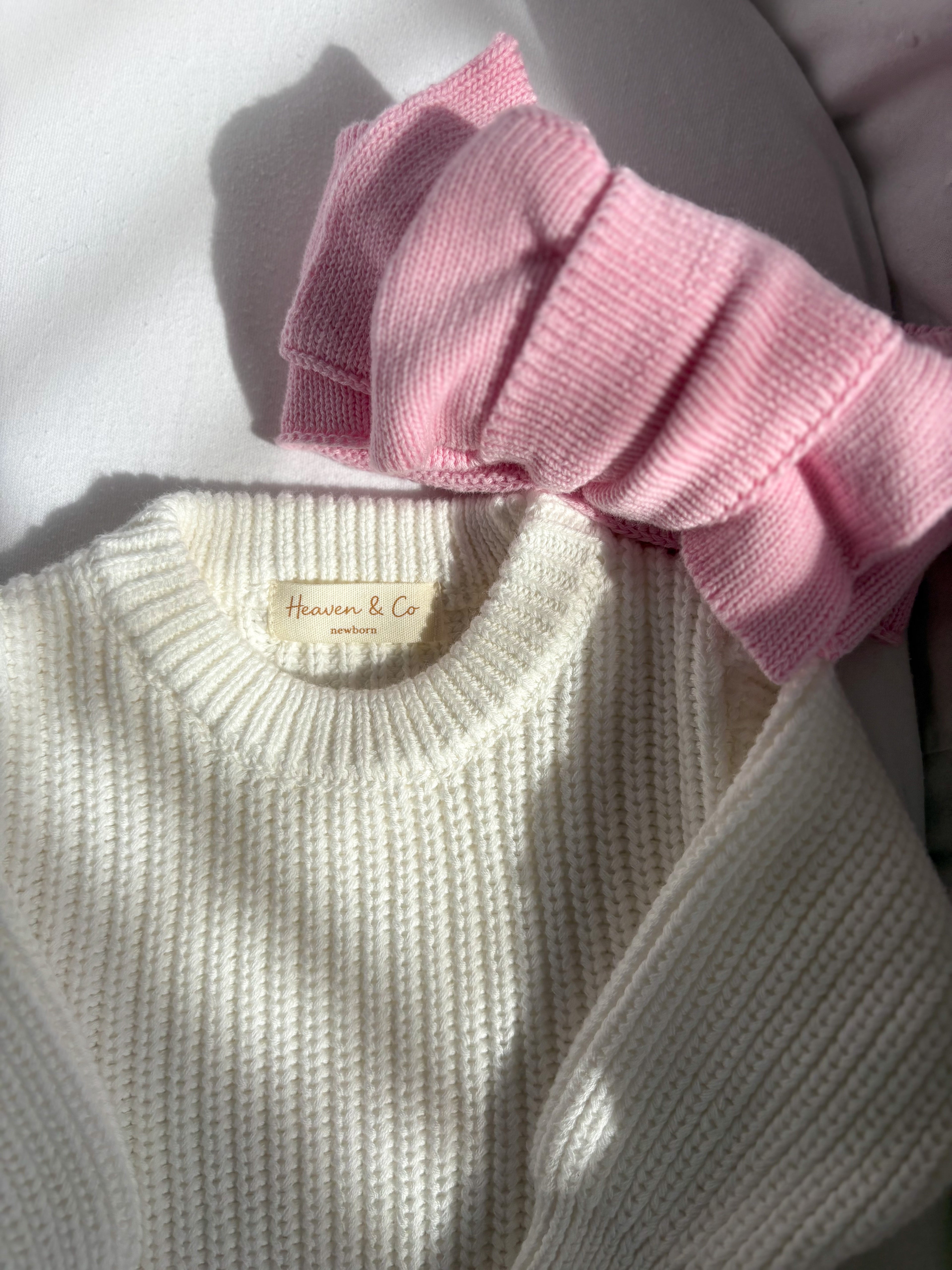 Knitted Baby Bow - Blush Pink
