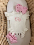 Newborn Classic Short Sleeve Frill Knit Romper