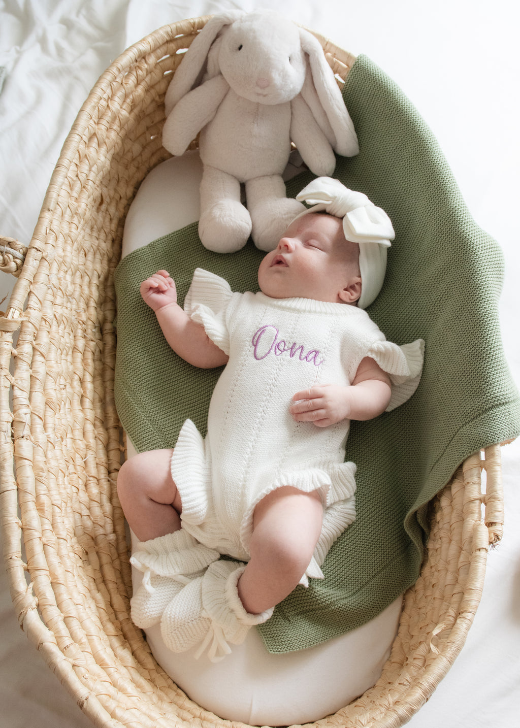 Newborn Classic Short Sleeve Frill Knit Romper
