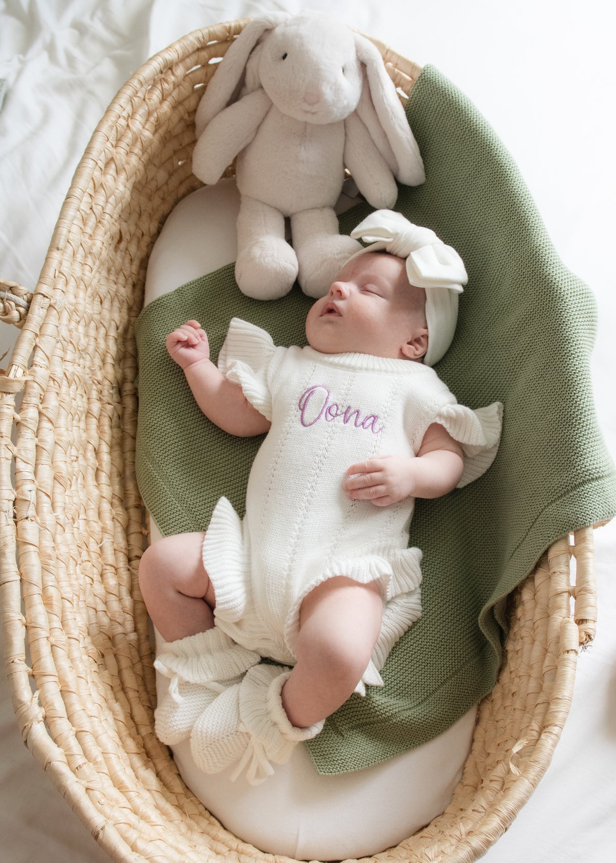 Newborn Classic Short Sleeve Frill Knit Romper