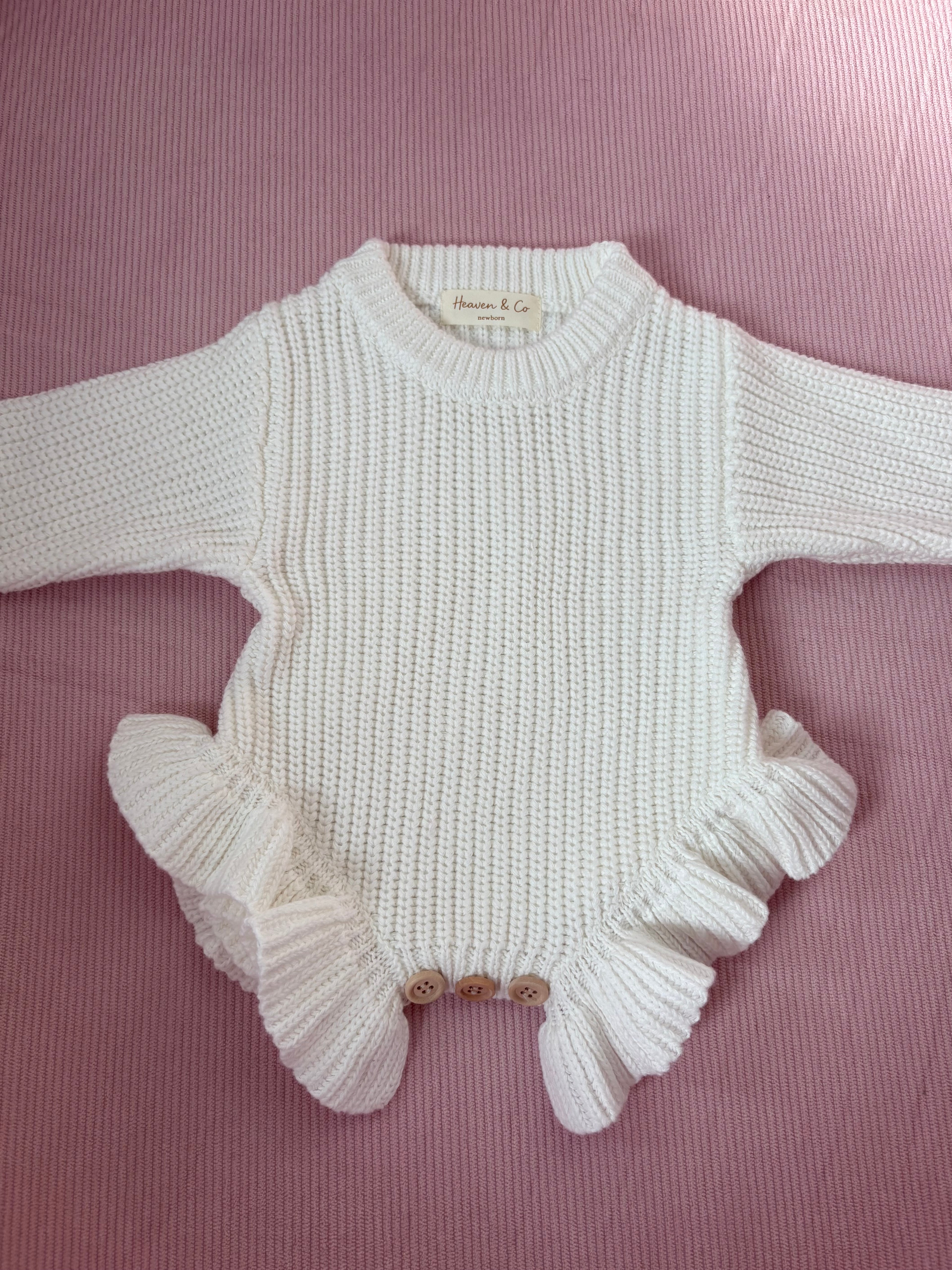 Classic Frill Baby Romper - Soft White
