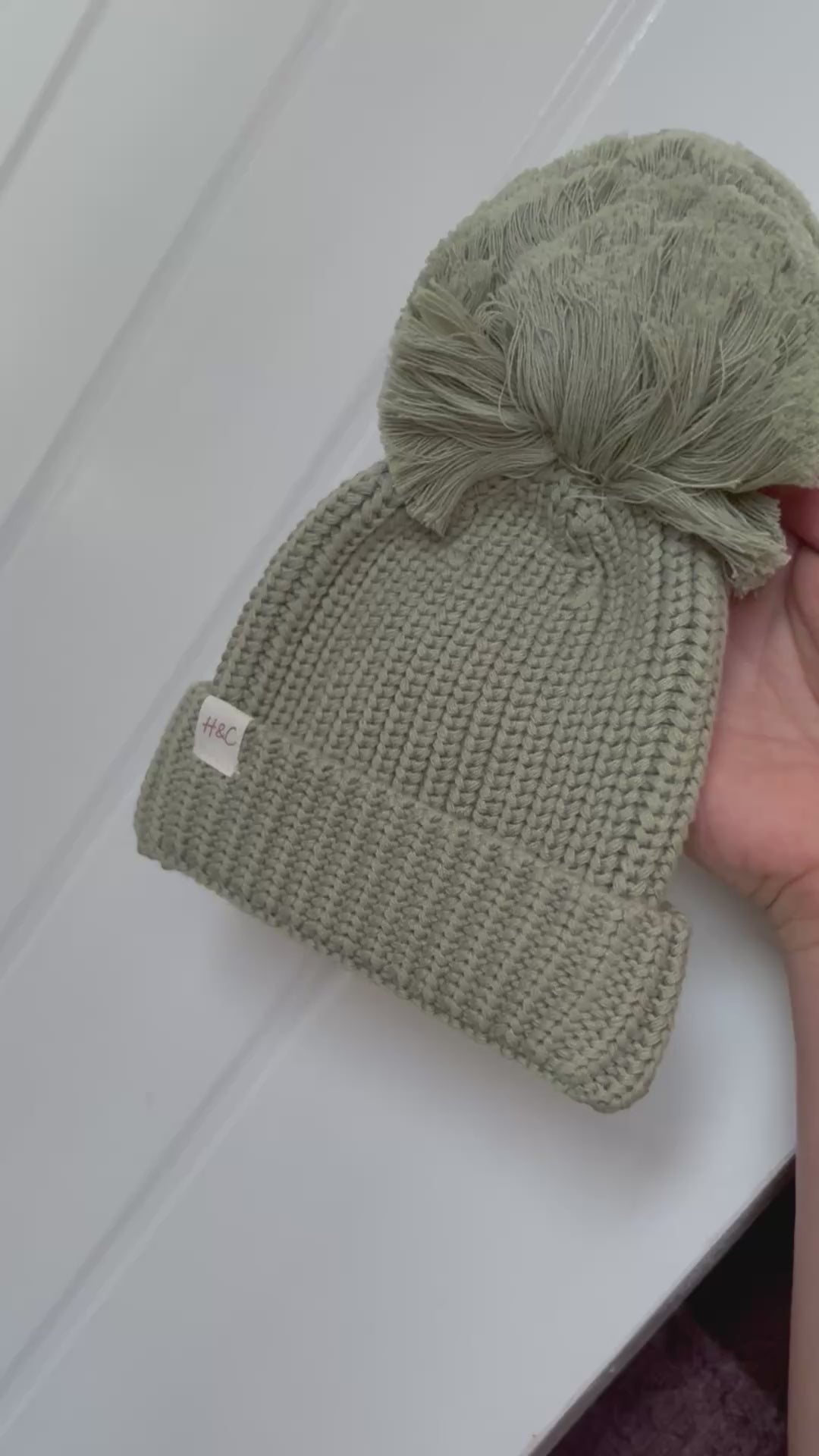 Knitted Baby Hat - Khaki Green